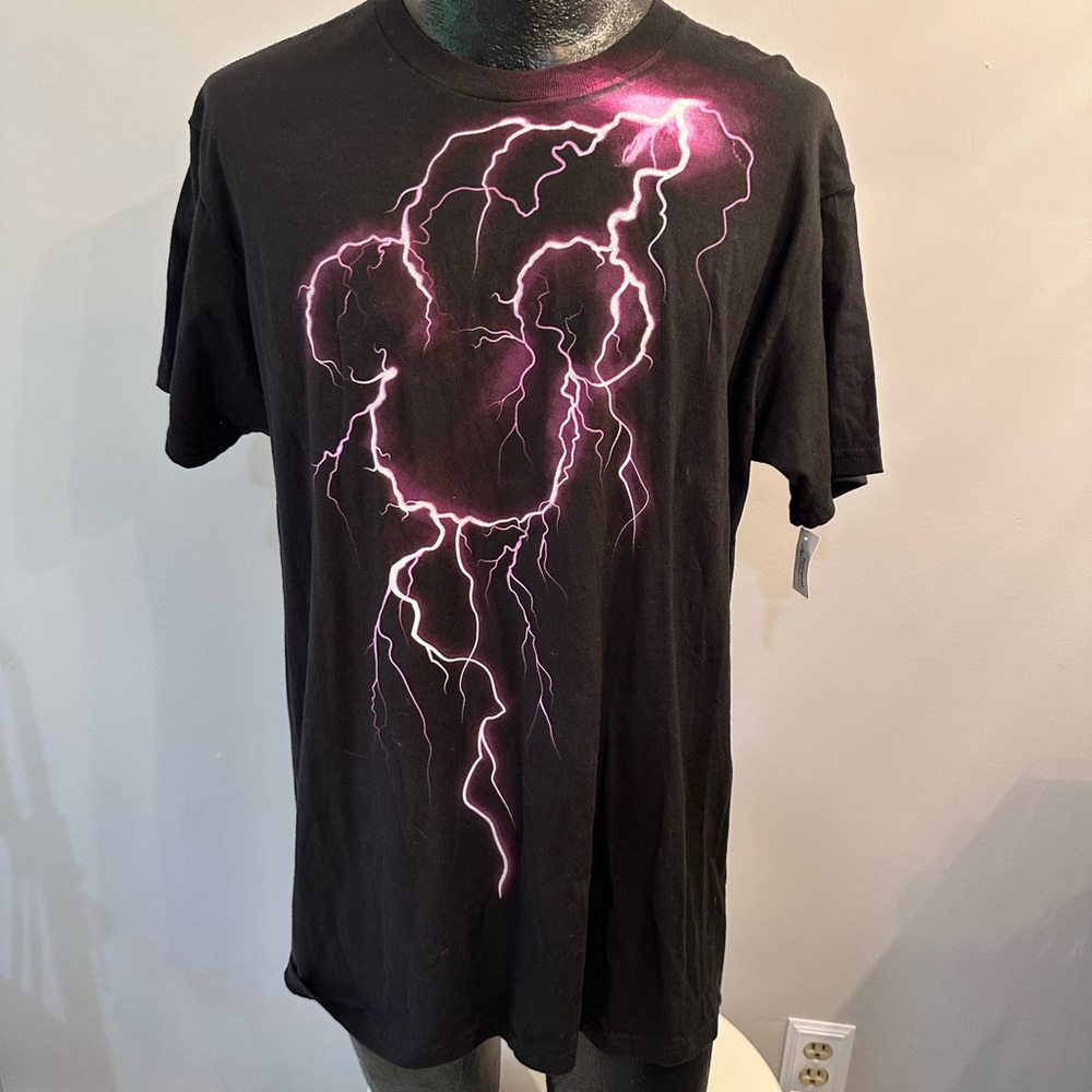 Disney Black and Pink Lightning Bolt Tee